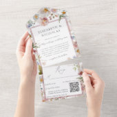 Elegant Floral Wedding QR Code All In One Uitnodiging (Afscheurbaar)