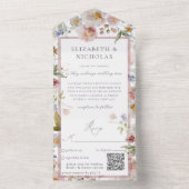 Elegant Floral Wedding QR Code All In One Uitnodiging (Binnen)