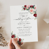 Elegant Floral Wedding Reception Slechts Uitnodigi Kaart