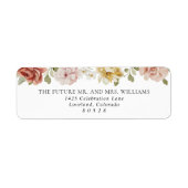 Elegant Floral Wedding Return Address Etiket (Voorkant)
