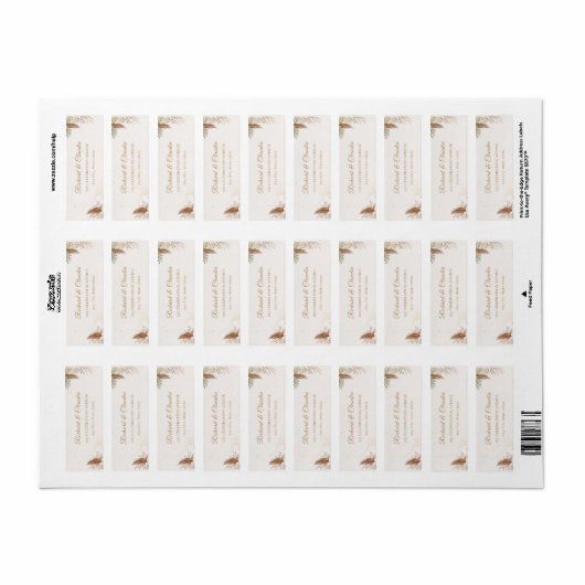 Elegant Floral Wedding Return Address Label  (Full Sheet)