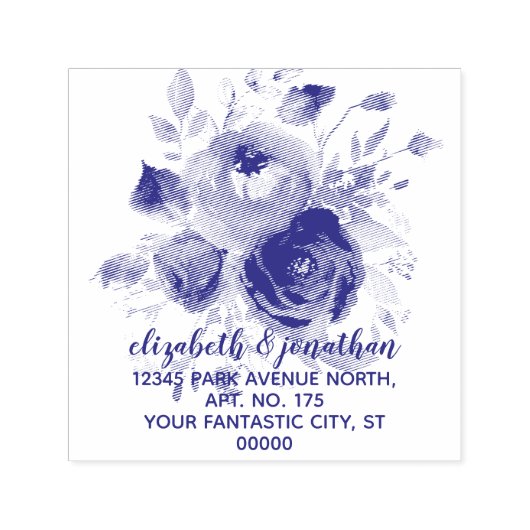 Elegant Floral Wedding Return-adres Zelfinktende Stempel (Design)