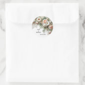 Elegant Floral Wedding Ronde Sticker (Tas)