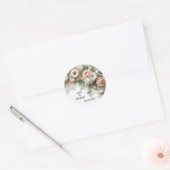 Elegant Floral Wedding Ronde Sticker (Envelop)