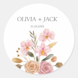 Elegant Floral Wedding Ronde Sticker