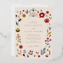 Elegant Floral Wedding Roos Gold Foil Uitnodiging