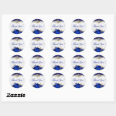 Elegant Floral Wedding Royal Blue Hartelijk dank Ronde Sticker (Vel)