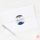 Elegant Floral Wedding Royal Blue Hartelijk dank Ronde Sticker (Envelop)