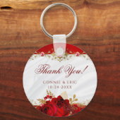 Elegant Floral Wedding Rozen Dank je wel Sleutelhanger (Voorkant)
