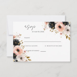 Elegant Floral Wedding RSVP Card 