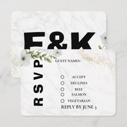 Elegant Floral Wedding RSVP Card  (Voorkant / Achterkant)