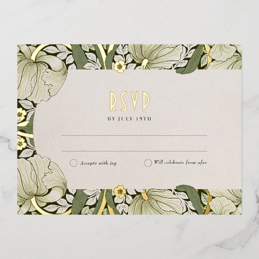 Elegant Floral Wedding RSVP Card Folie Uitnodiging Briefkaart (Voorkant)