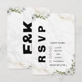 Elegant Floral Wedding RSVP Card  Kaartje