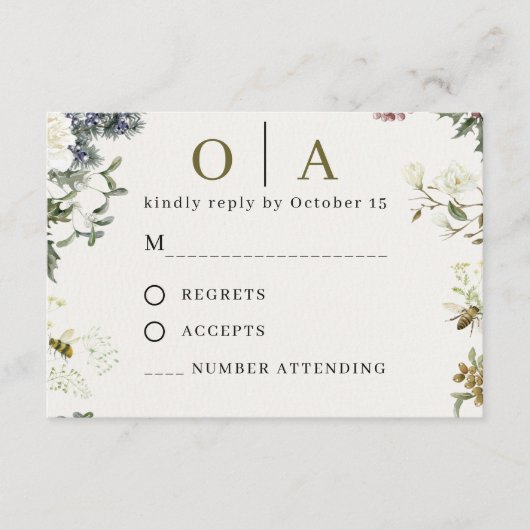 Elegant Floral Wedding RSVP Card | Watercolor  (Voorkant)