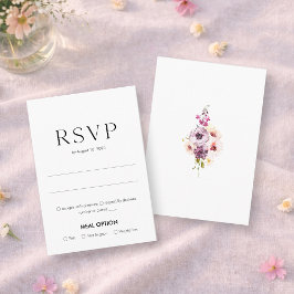 Elegant Floral Wedding RSVP Card with Meal Choice Kaartje