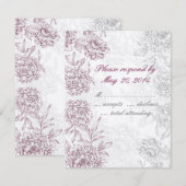 Elegant Floral Wedding RSVP-kaarten Wine Red Cream RSVP Kaartje (Voorkant / Achterkant)