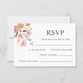 Elegant Floral Wedding RSVP Kaartje