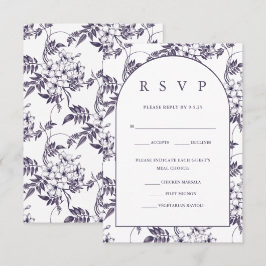 Elegant Floral Wedding RSVP Kaartje (Voorkant / Achterkant)