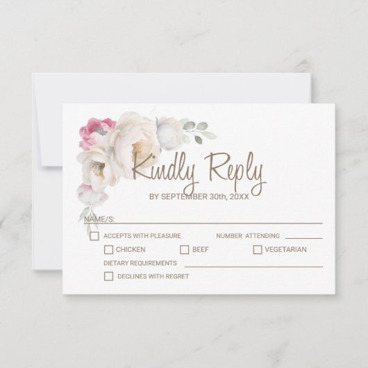 Elegant Floral Wedding RSVP Kaartje (Voorkant)