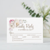 Elegant Floral Wedding RSVP Kaartje (Staand voorkant)