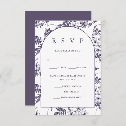Elegant Floral Wedding RSVP Kaartje (Voorkant / Achterkant)