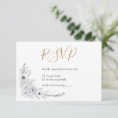 Elegant Floral Wedding RSVP Kaartje (Staand voorkant)