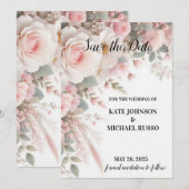 Elegant Floral Wedding Save The Date (Voorkant / Achterkant)