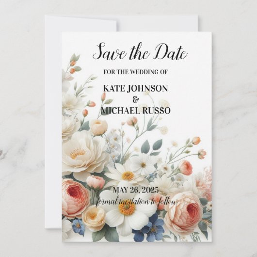 Elegant Floral Wedding Save The Date (Voorkant)