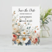 Elegant Floral Wedding Save The Date (Staand voorkant)