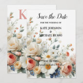 Elegant Floral Wedding Save The Date (Voorkant / Achterkant)