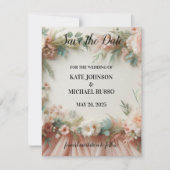 Elegant Floral Wedding  Save The Date (Voorkant)