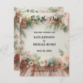 Elegant Floral Wedding  Save The Date (Voorkant / Achterkant)