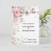Elegant Floral Wedding Save The Date (Staand voorkant)