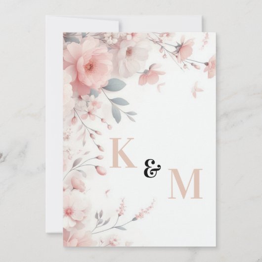 Elegant Floral Wedding Save The Date (Achterkant)