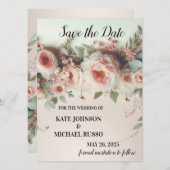 Elegant Floral Wedding Save The Date (Voorkant / Achterkant)