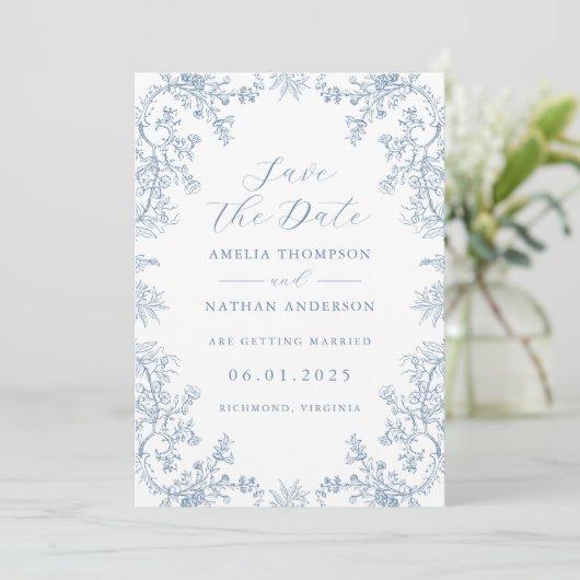 Elegant  Floral Wedding Save the Date (Staand voorkant)