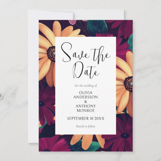 Elegant Floral Wedding Save the Date Card (Voorkant)