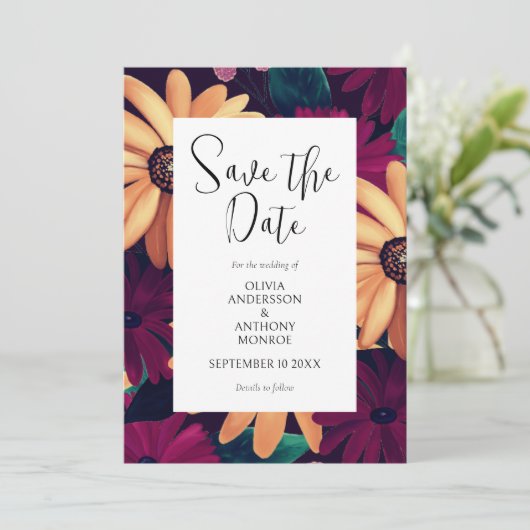 Elegant Floral Wedding Save the Date Card (Staand voorkant)