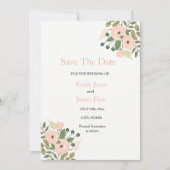 Elegant Floral Wedding Save the Date Invitation (Voorkant)