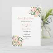 Elegant Floral Wedding Save the Date Invitation (Staand voorkant)