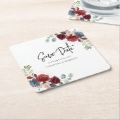 Elegant Floral Wedding Save the Date Kartonnen Onderzetters (Schuin)