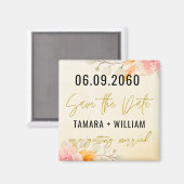 Elegant Floral Wedding Save the Date Non Photo Magneet (Voorkant / Achterkant)