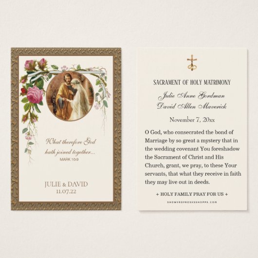 Elegant Floral Wedding Scripting Prayer Kaart (Voorkant /achterkant)