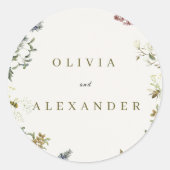 Elegant Floral Wedding Small Round Sticker | (Voorkant)