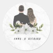 Elegant Floral Wedding Small Round Sticker (Voorkant)