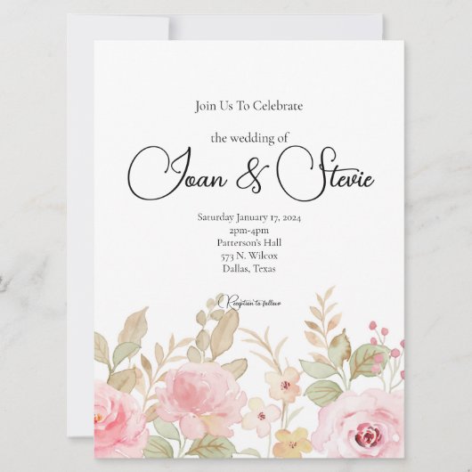 Elegant Floral Wedding Specialized Kaart (Voorkant)