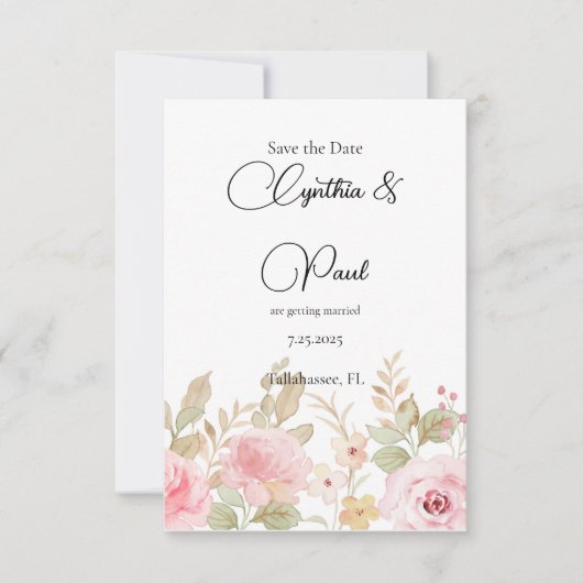Elegant Floral Wedding Specialized Save The Date (Voorkant)