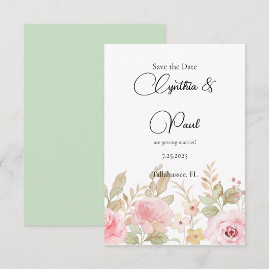 Elegant Floral Wedding Specialized Save The Date (Voorkant / Achterkant)