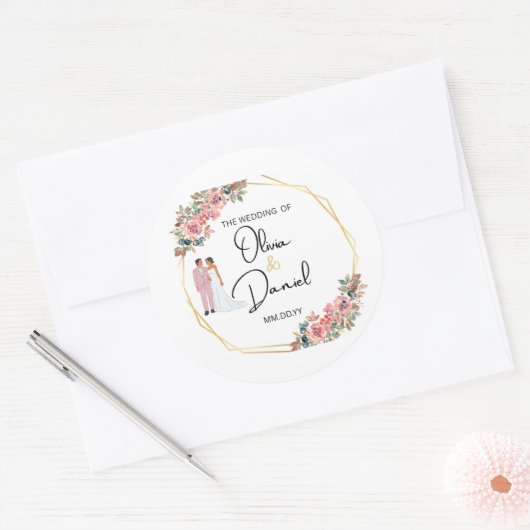 Elegant Floral Wedding Sticker (Envelop)