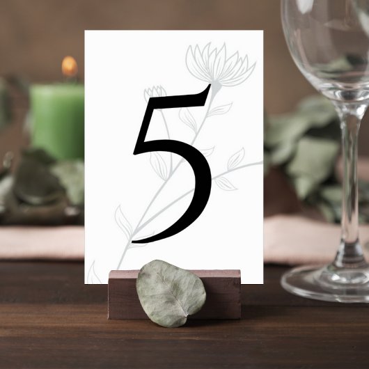 Elegant Floral Wedding Table Number Kaart